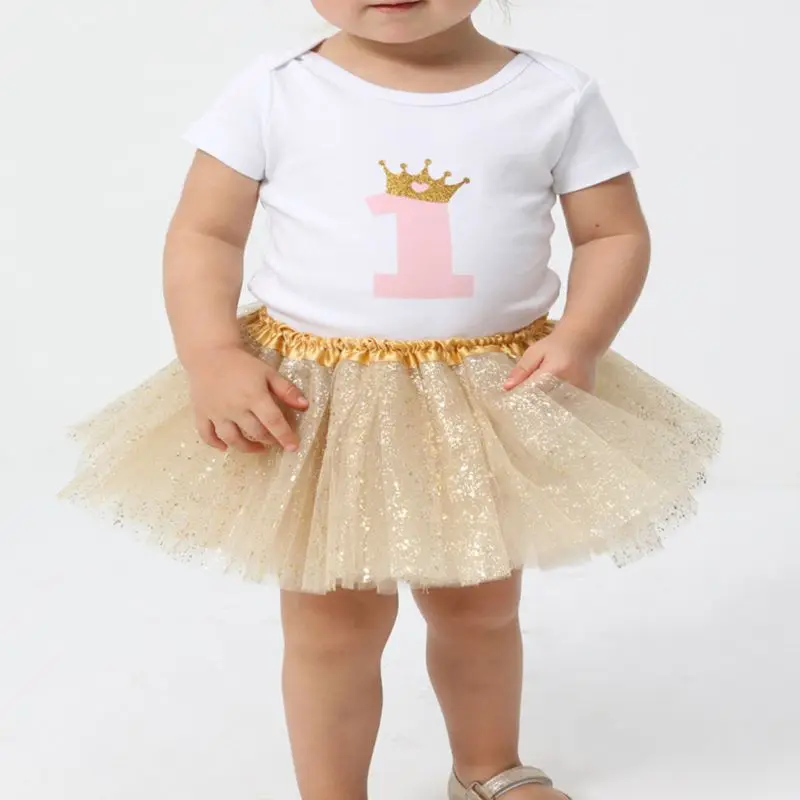 

Балетная танцевальная юбка-пачка для маленьких девочек, трехслойная Тюлевая юбка с блестками и золотыми блестками, пышная сетчатая юбка принцессы, 0-2 ярда