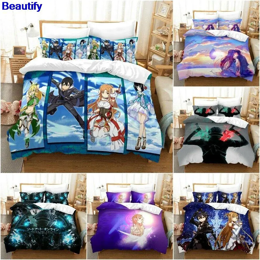 

Beautify Sword Art Online Duvet Cover Pillowcase 3D Printed Bedding Set 2/3 Pcs Double Full Queen King Size Quilt Cover Home