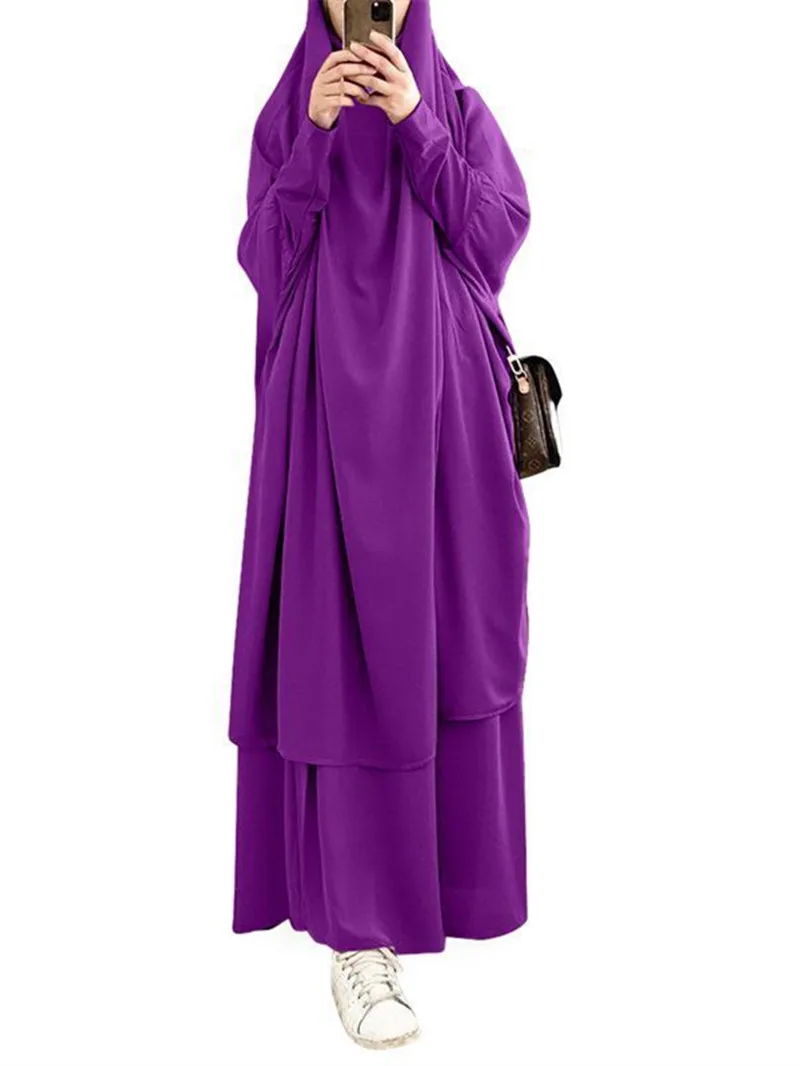 Islamic Prayer Clothes 2 Pieces Set for Women Abaya Muslim Prayer Dress Khimar Niqab Gifts for Her Long Khimar Ramadan Gown