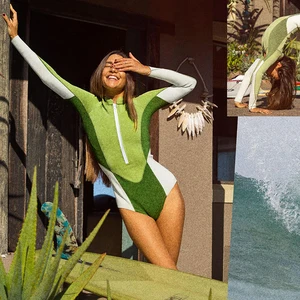 2023 New One Piece Swimsuit Women Swimwear Monokini Long Sleeve Female Bathing Suit Surfing Bodysuit Swim Wear Beach