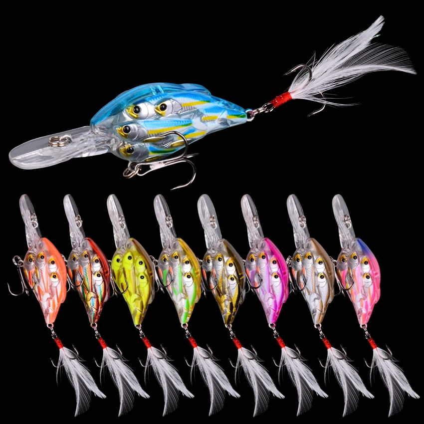 

9pcs GROUP Fishes Hard Bait Fishing Lure 12.5g/9.4g/ 19.1g Crankbait Floating Artificial ABS Fishing Tackle Good Treble Hooks