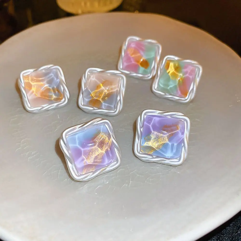 

Glaze Ear Pendant Folding Jelly Feeling Women's Earrings Fashion Jewelry Square Design Earrings Korean Style Earrings