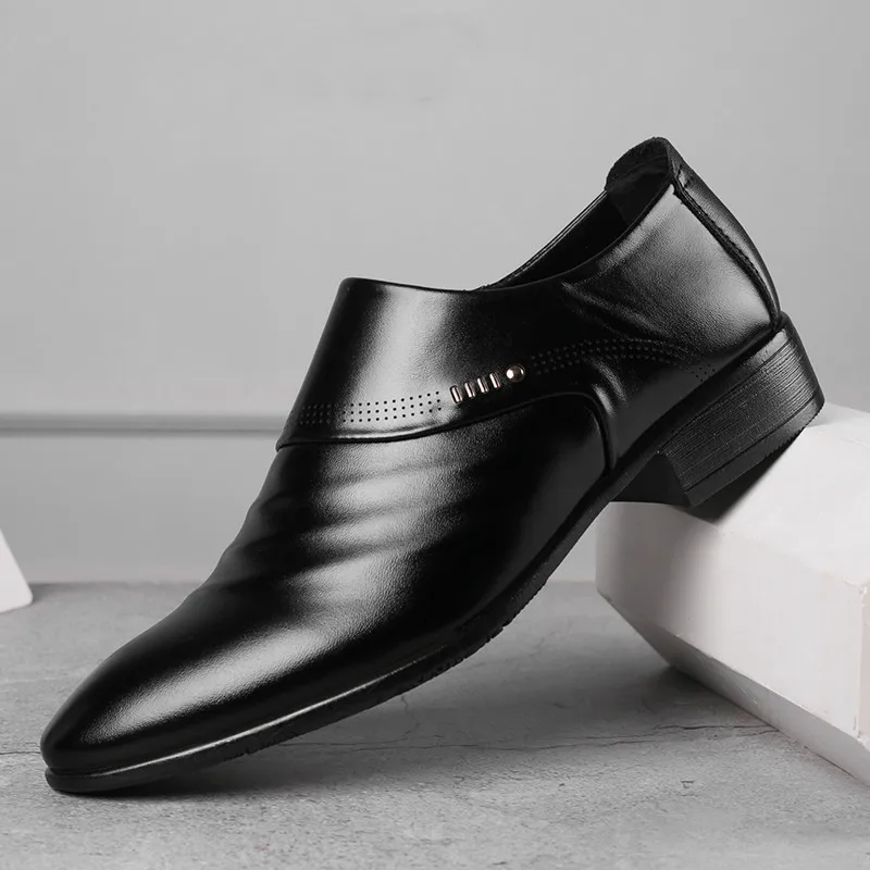 

Men Oxford Shoes Dress Set of Feet Solid Color Asakuchi Non Slip PU Leather Wedding