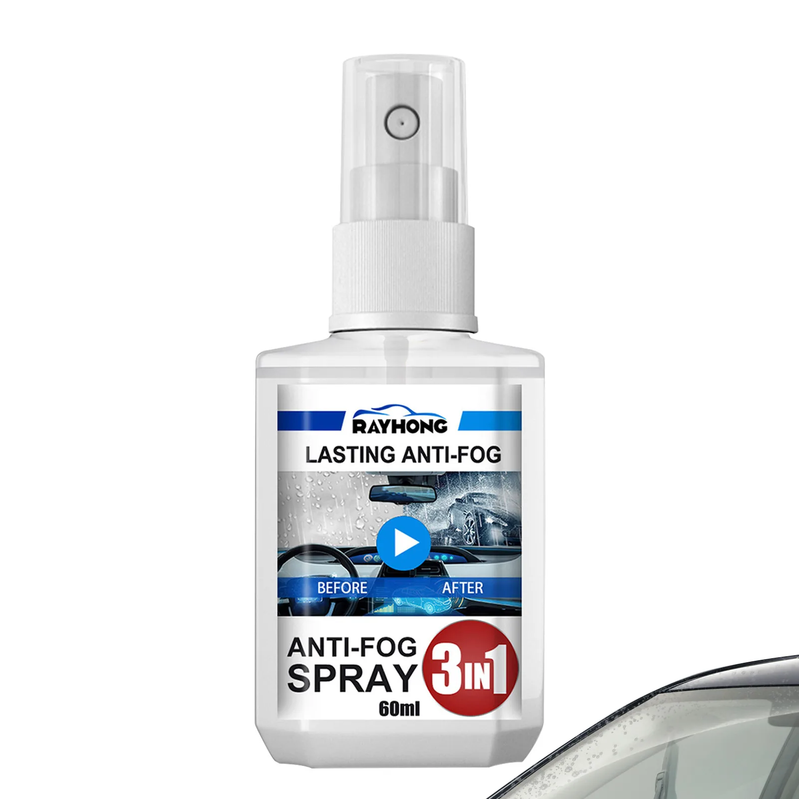 Anti-fog Agent 60ml Auto Defogger Agent Spray Car Window and Windshield Cleaner Prevents Fog on Windshield Glasses Lenses Goggle