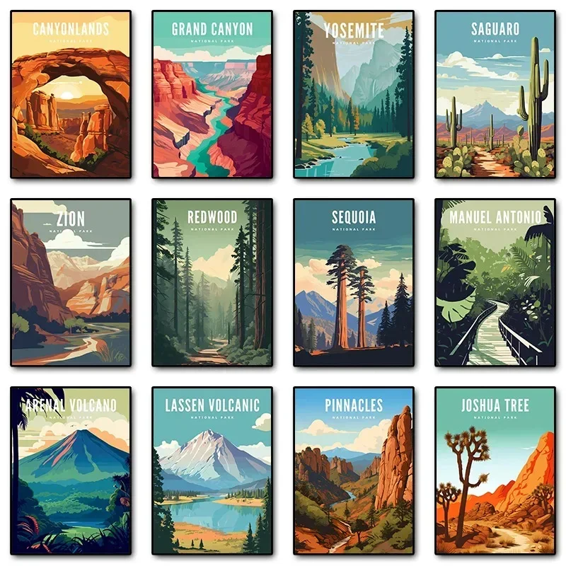 Современный стиль акварельный печать на холсте пейзажный постер натуральный