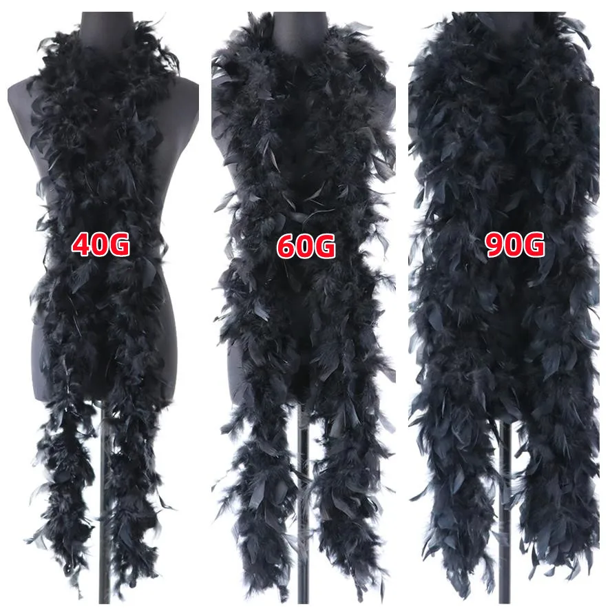 2 ярда, черные перья индейки Boa 40, 60, 90 грамм, шаль марабу, шаль для карнавала, одежда, платье, Искусственный шарф