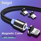 Магнитный зарядный кабель ihuigol 3 в 1, 8 Pin Micro USB Type C, магнитный USB-кабель для iPhone 12, 11, X, 7, 8, 6, Xiaomi, шнур для быстрой зарядки