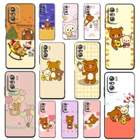 anime rilakkuma bear for xiaomi redmi k50 k40 gaming k30 k20 pro 10x 9t 9c 9a 5g tpu soft silicone black phone case fundas cover