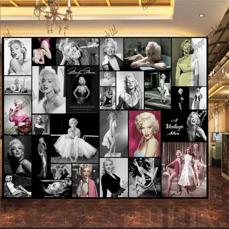 

Custom Classic Vintage Monroe Photo Puzzle Wallpaper Mural Bedroom Background Wall Home Decor Wall Paper Papel De Parede 3d
