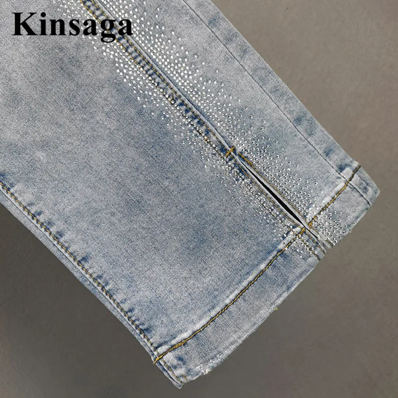Harajuku Drilling Belt Jeans Mujur Boyfriend High Waist Wide Leg Baggy Straight Demin Pants Women Rhinestone Loose Fit Vaqueros