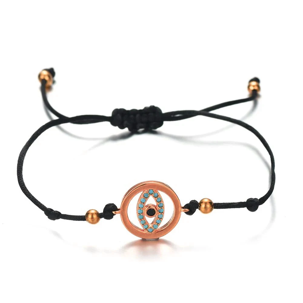 AAA CZ Stones Round Nazar Evil Eye Lucky Charm Браслет Женская Новая Мода Цирконий Кристалл Красная