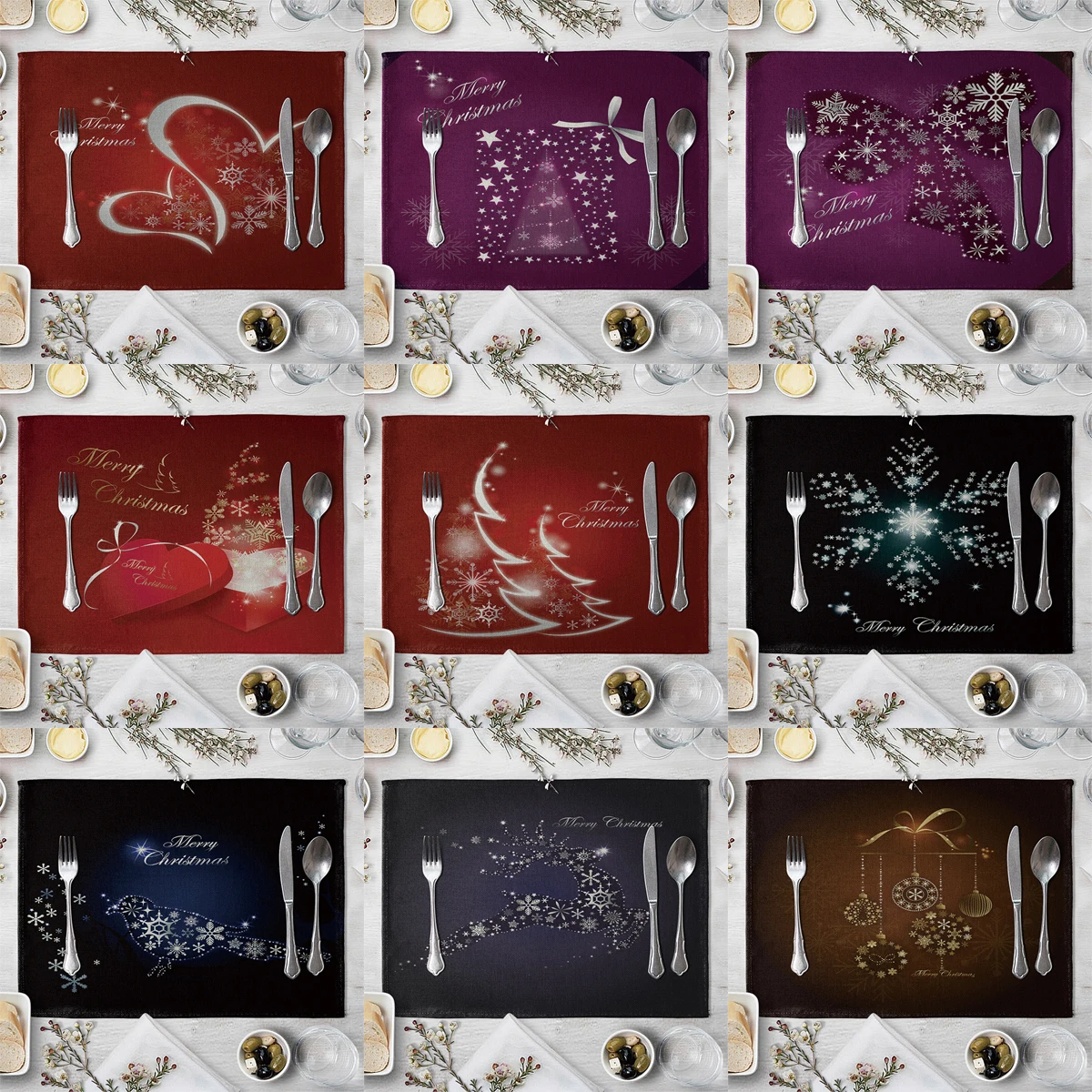 

ZHENHE Рождественские салфетки с принтом, салфетки из хлопка и льна, салфетки для стола, семейная столовая посуда