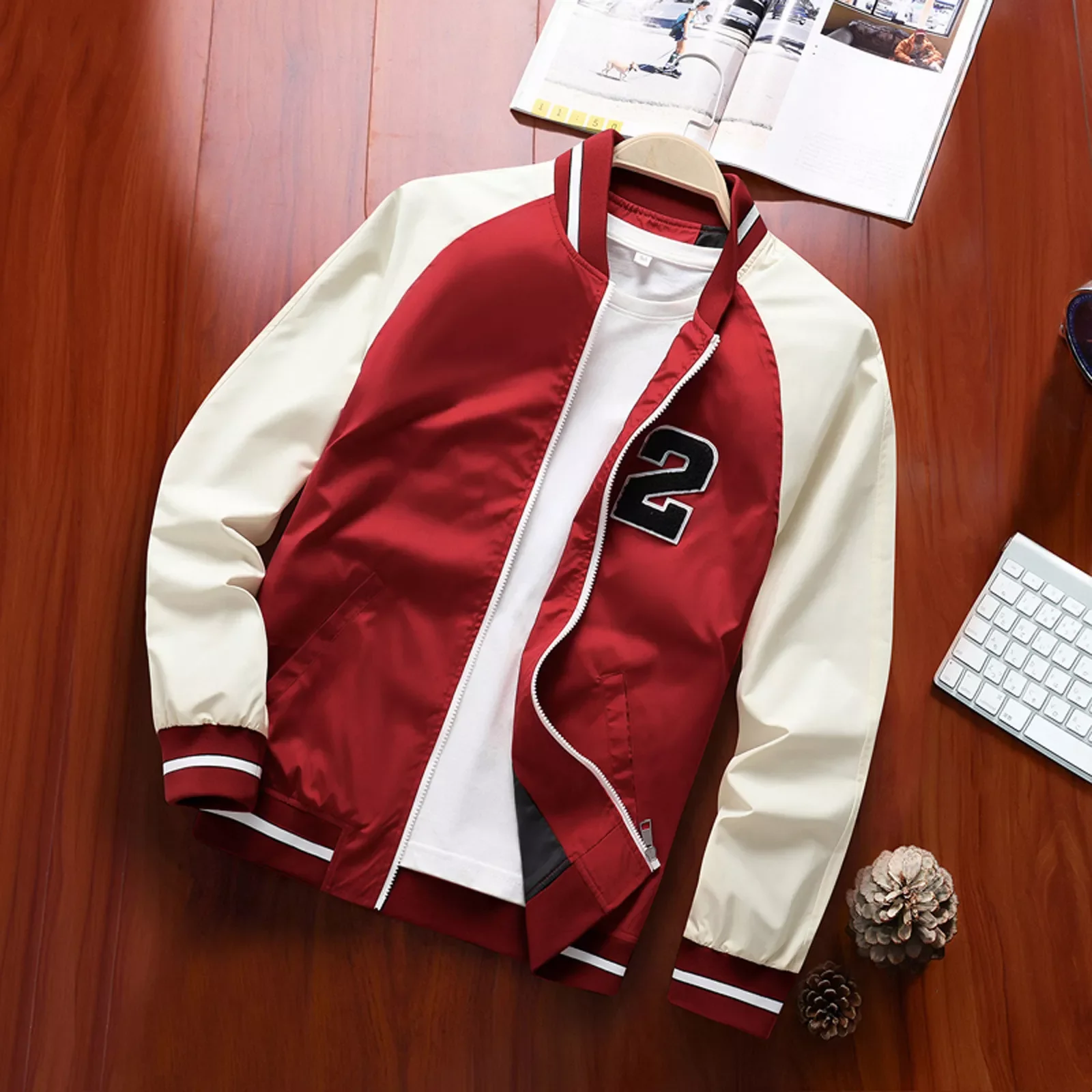 

NEW IN Male Autumn And Winter Color Matching Coat Simple Sports Button Coat Pocket Baseball Clothes Flying Tall Mens Sweaters