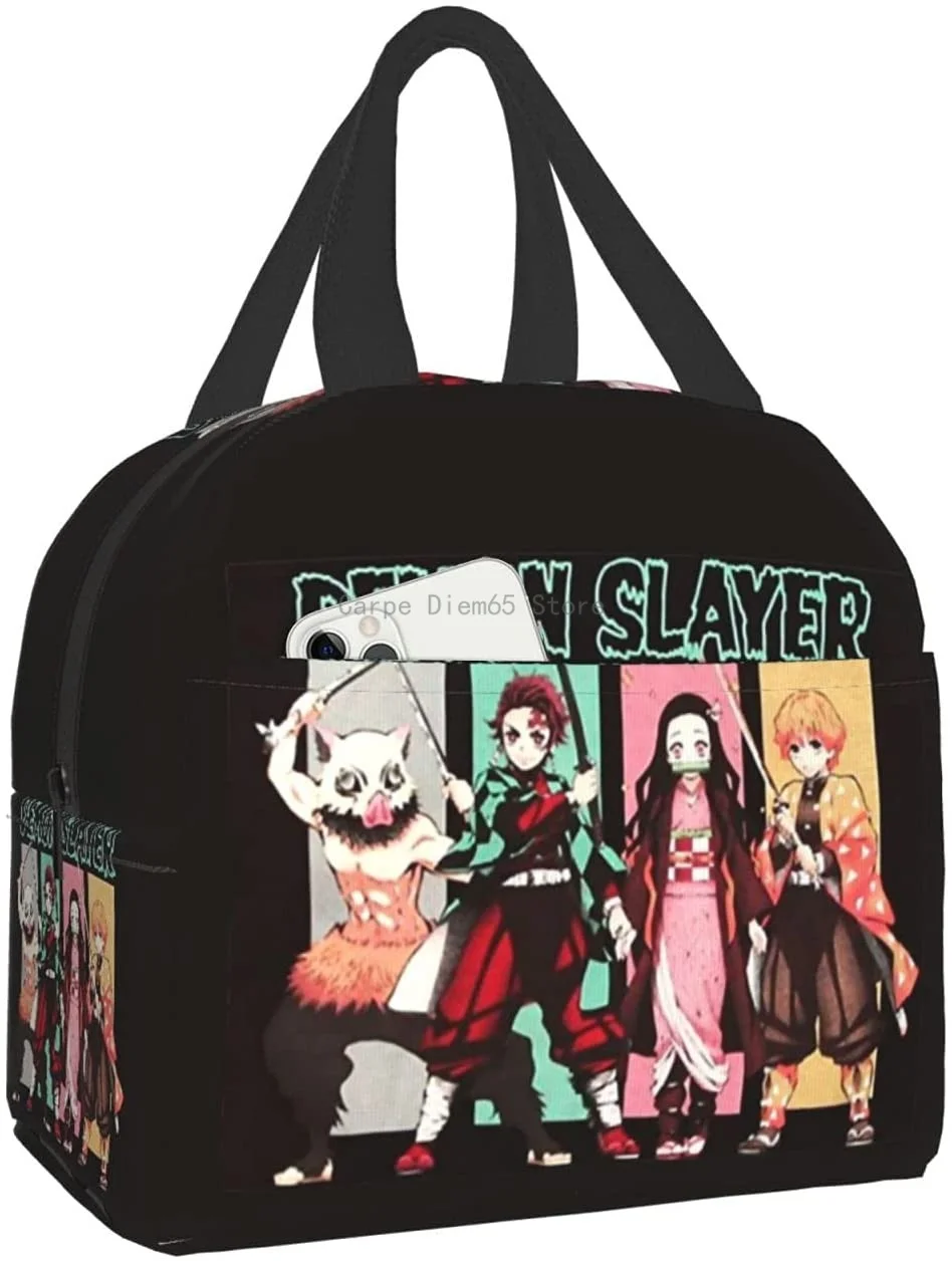 

Сумка-тоут Kimetsu No Yaiba для обедов, аниме контейнер для женщин, изолированный охладитель для детей, для школы и путешествий, рассекающий демоно...