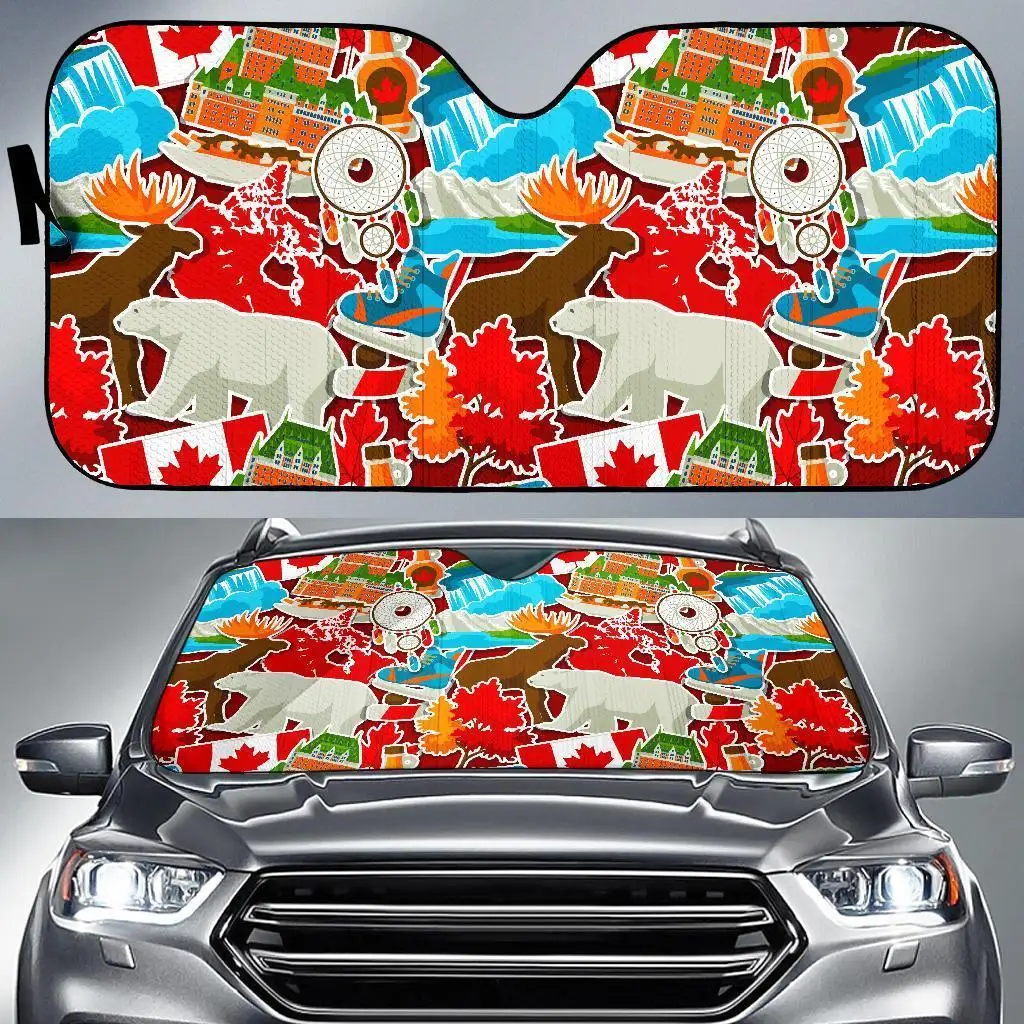 

Love Canada Pattern Print Auto Sun Shade Car Windshield Window Cover Sunshade