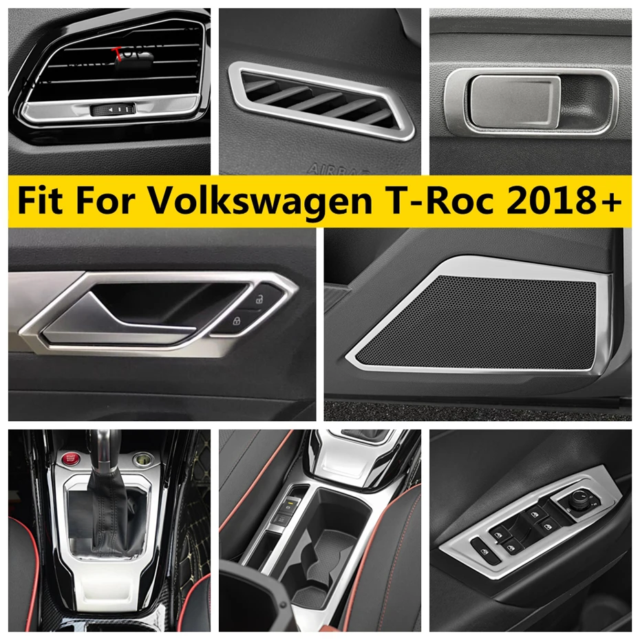 

Держатель стакана для воды, ручка для подъема окна, крышка рамы чаши, отделка, аксессуары из нержавеющей стали для Volkswagen T-Roc T Roc 2018 - 2022