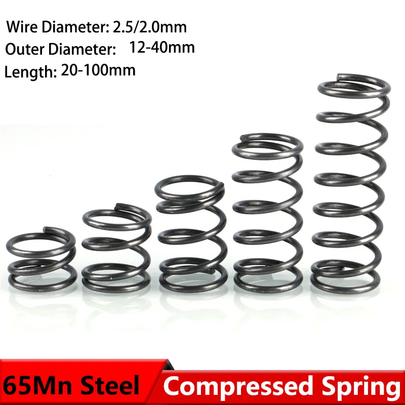 

Shock Absorbing Pressure Return Compression Cylindrical Helical Coil Backspring Compressed Spring 65Mn Steel WD 2.0/2.5mm Custom