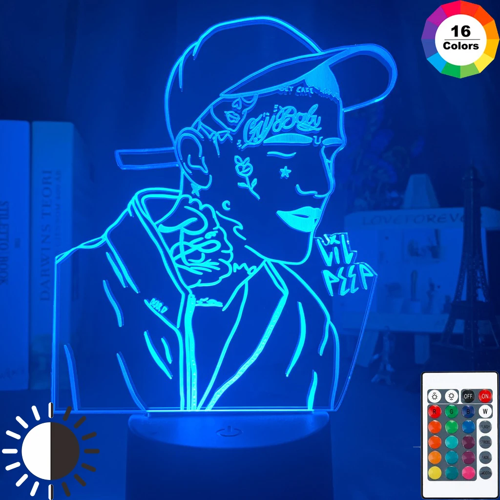

American Rapper Lil Peep Led Night Light for Home Decoration Colorful Nightlight Gift for Fans Dropshipping 3d Lamp Celebrity