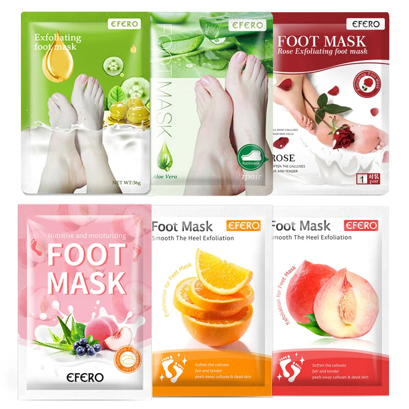 

efero 6Pair Exfoliating Foot Mask Dead Skin Remover Calluses Moisturizing Foot Mask Pedicure Socks Nourishing Feet Care Patch