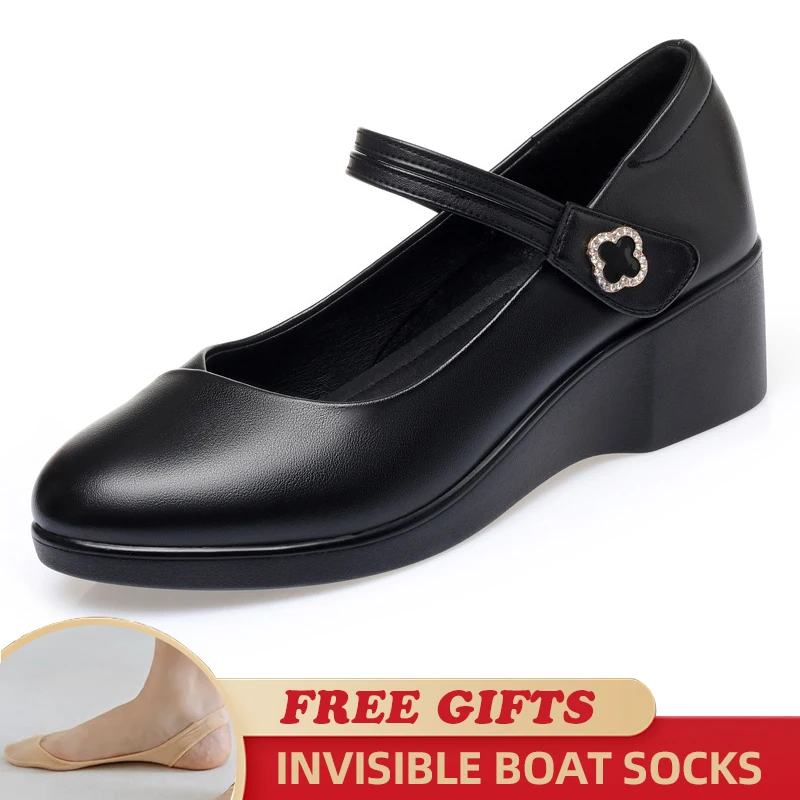 

Women Spring Shoes Rhinestone Design Genuine Leather Large Size Casual Wedge Women Shoes Shallow Mouth Rhinestone Shoes Ladies