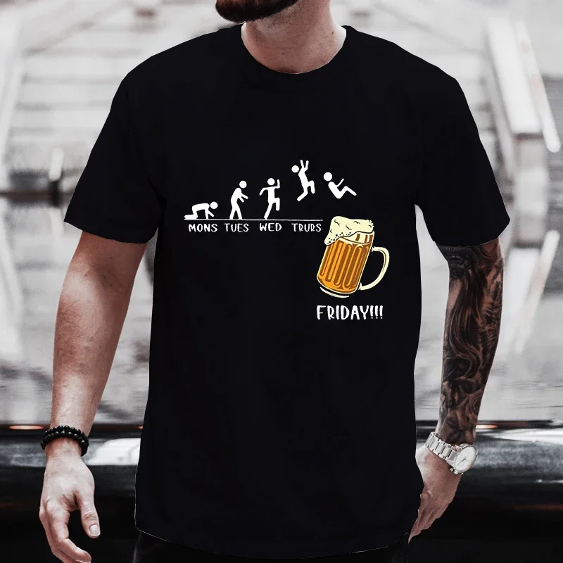 Мужская футболка Friday Beer Funny Graphic Y2k Топы Weekend Drinking Lover Party Team Tees Плюс Размер