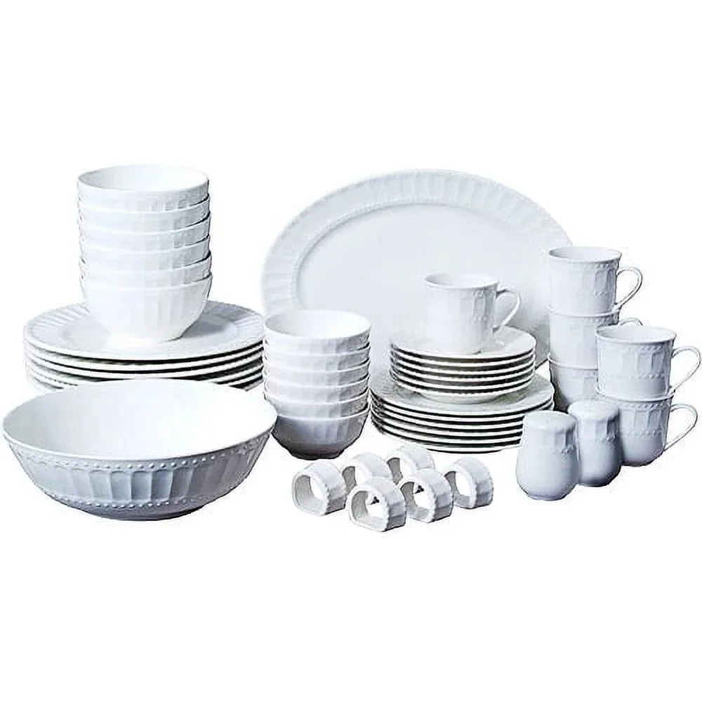 

Gibson Home Regalia 46-Piece Dinnerware and Serve Ware Set, Service for 6, Dinner Set Plates and Dishes