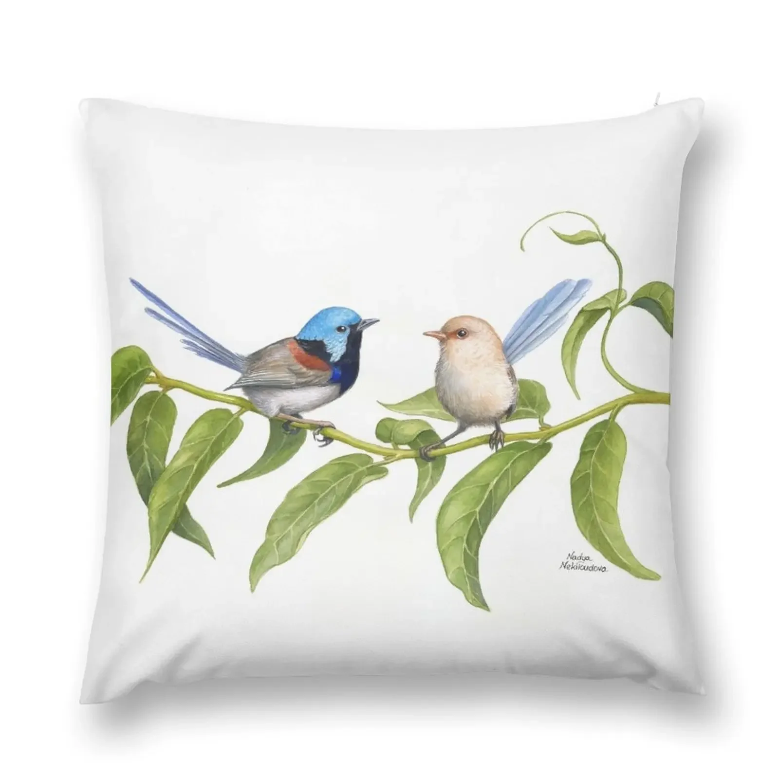 Варистократная подушка Fairy-Wrens- от Nadya Neklioudova декоративная роскошные аксессуары