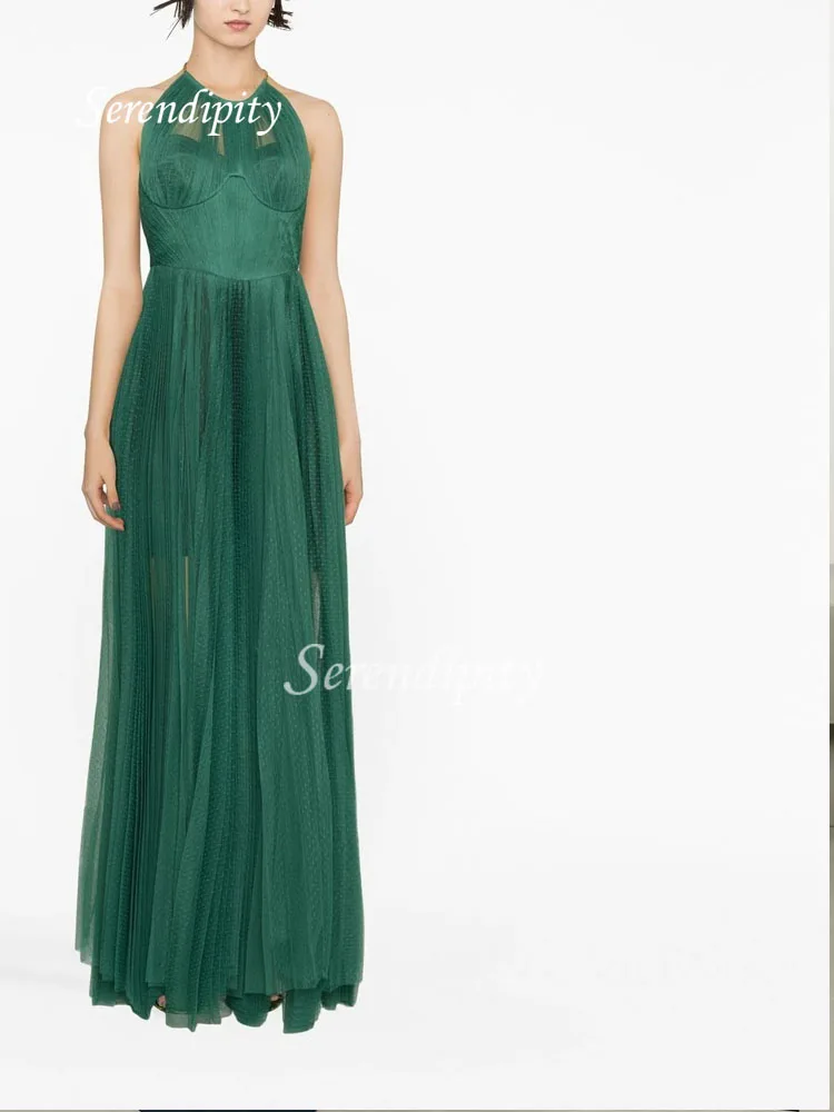 

Простое шифоновое вечернее платье с лямкой на шее, без рукавов, 2023