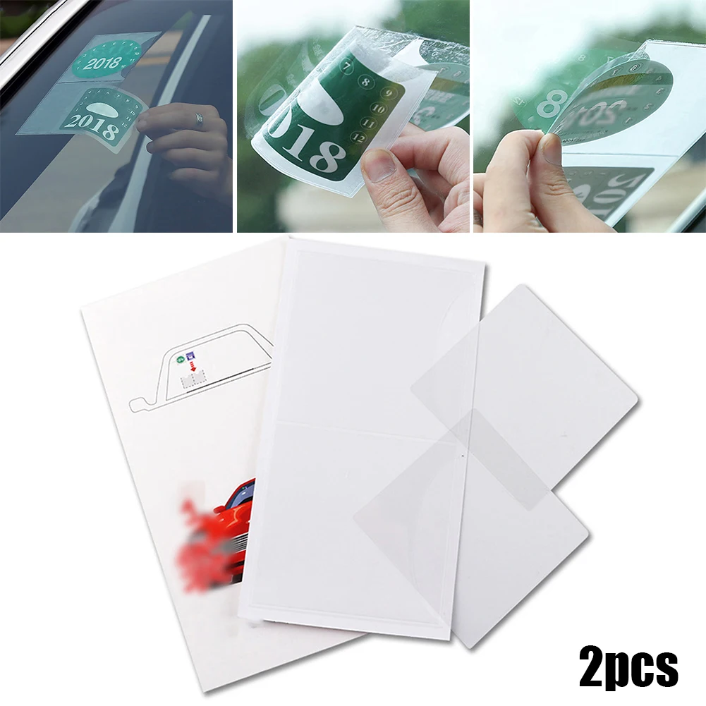 

2pcs Car Backed Glass Ticket Holder Windshield Parking Permit Square Card Bag For All Vehicles And Any Flat Surface Car Parts