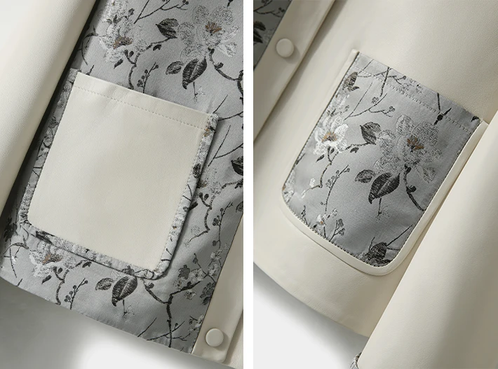 Лоскутное пальто BirdTree из шёлка тутового шелкопряда и овечьей кожи