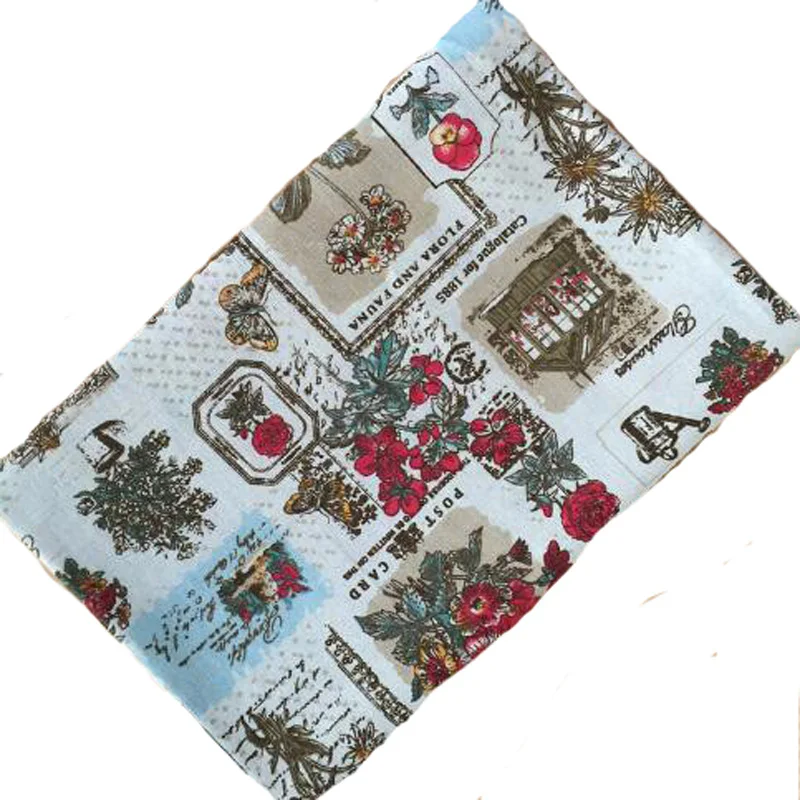 Винтажная брендовая хлопковая льняная ткань с принтом красных роз 48x145 см для тканей, детское постельное белье, Текстиль