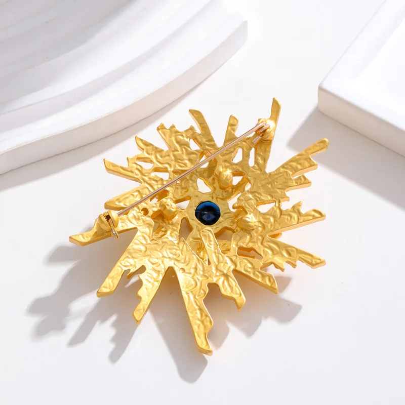 Металлическая брошь HUANZHI 2024 в виде фейерверка с геометрическим неровным узором