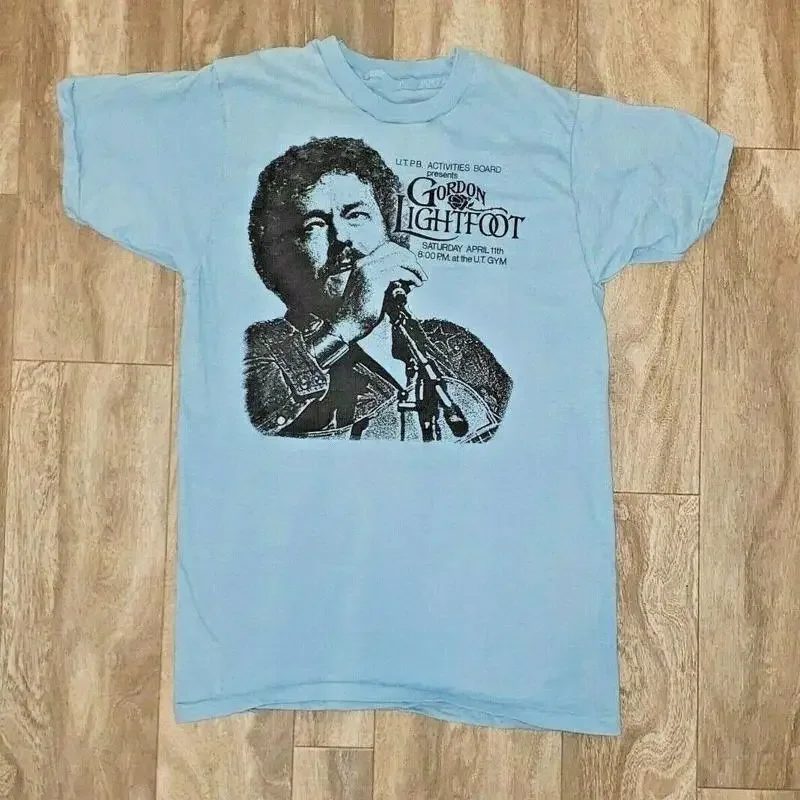 Фото Футболка 1978 Vtg Gordon Lightfoot Endless Wire, светло-синяя, размер S 5XL №1