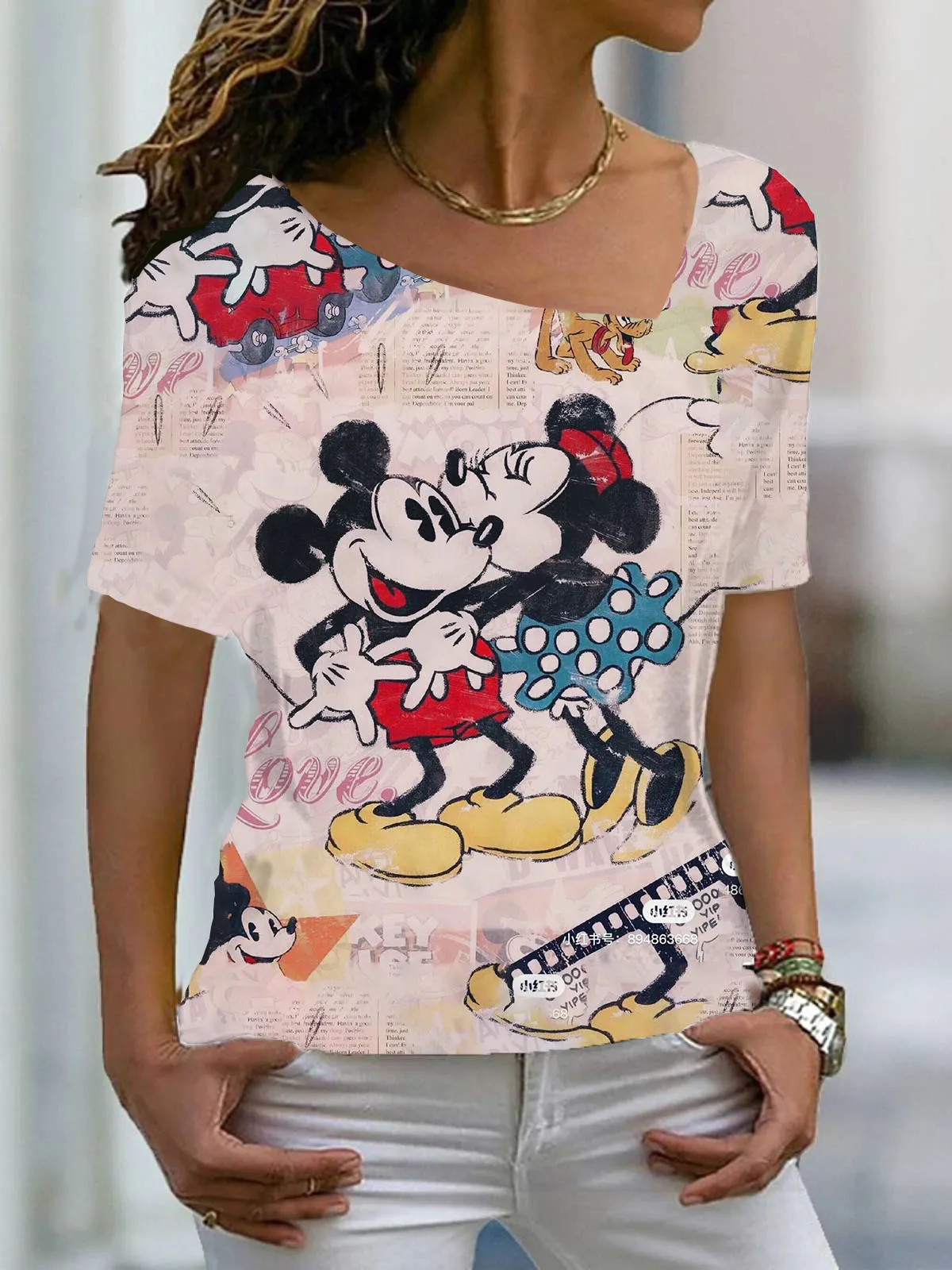 

Disney Tops Women 2022 Mickey Mouse Plus Size Women Clothing Fashion Woman Blouses 2022 Spring TSHIRT Short Sleeve T-shirts Top