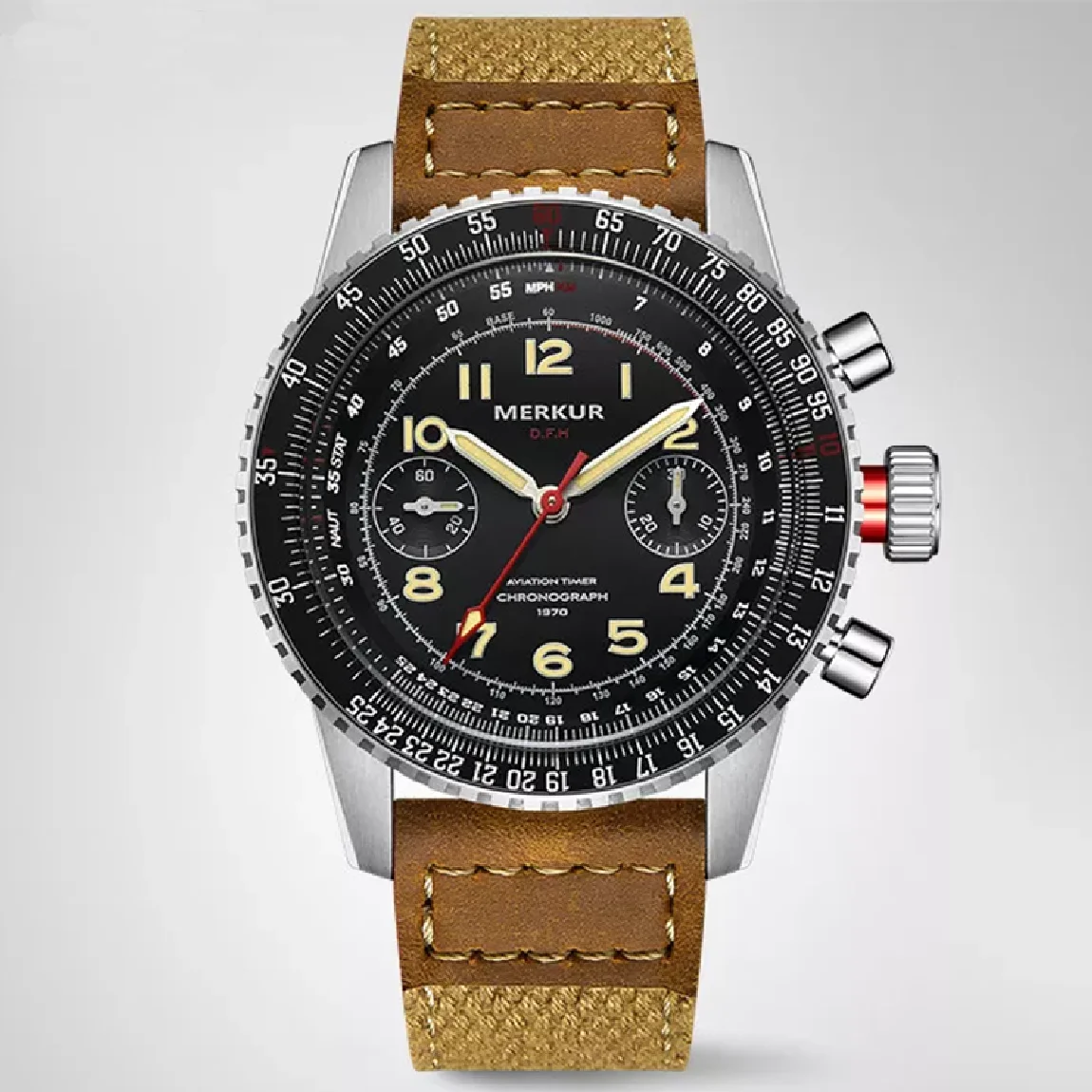 

NEW Merkur Watch Pilot Handwinding Watch Vintage Inspired Mens Chronograph Watch For Mens Airforce Fliger Watch ST1901