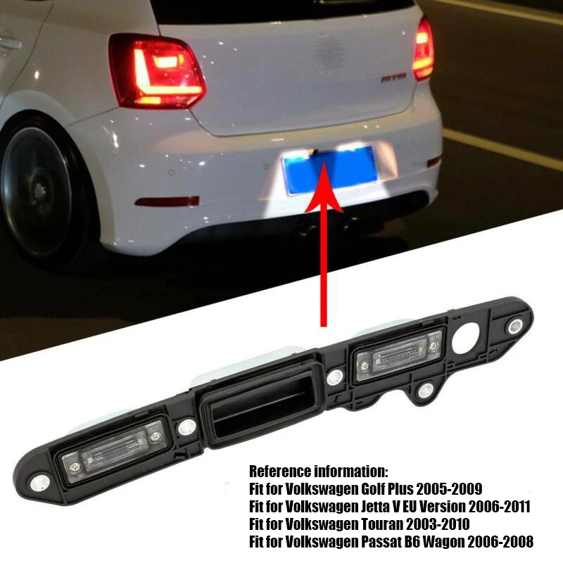 Car Rear Tailgate Trunk Lid Handle with License Plate Lamp Light 1Td827574A 1T0827574L For-Vw Passat Touran Jetta Golf
