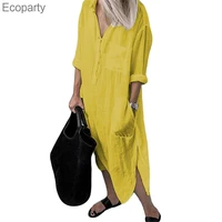 spring summer shirt dress for women 2022 oversized elegant long sleeve casual loose maxi dresses vestidos robe femme