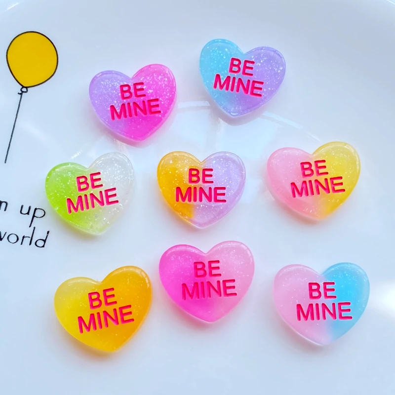 

10/20 шт. новые милые резиновые мини Два цвета сердце BE MINE плоская спина, Кабошон Скрапбукинг Kawaii DIY украшения Аксессуары