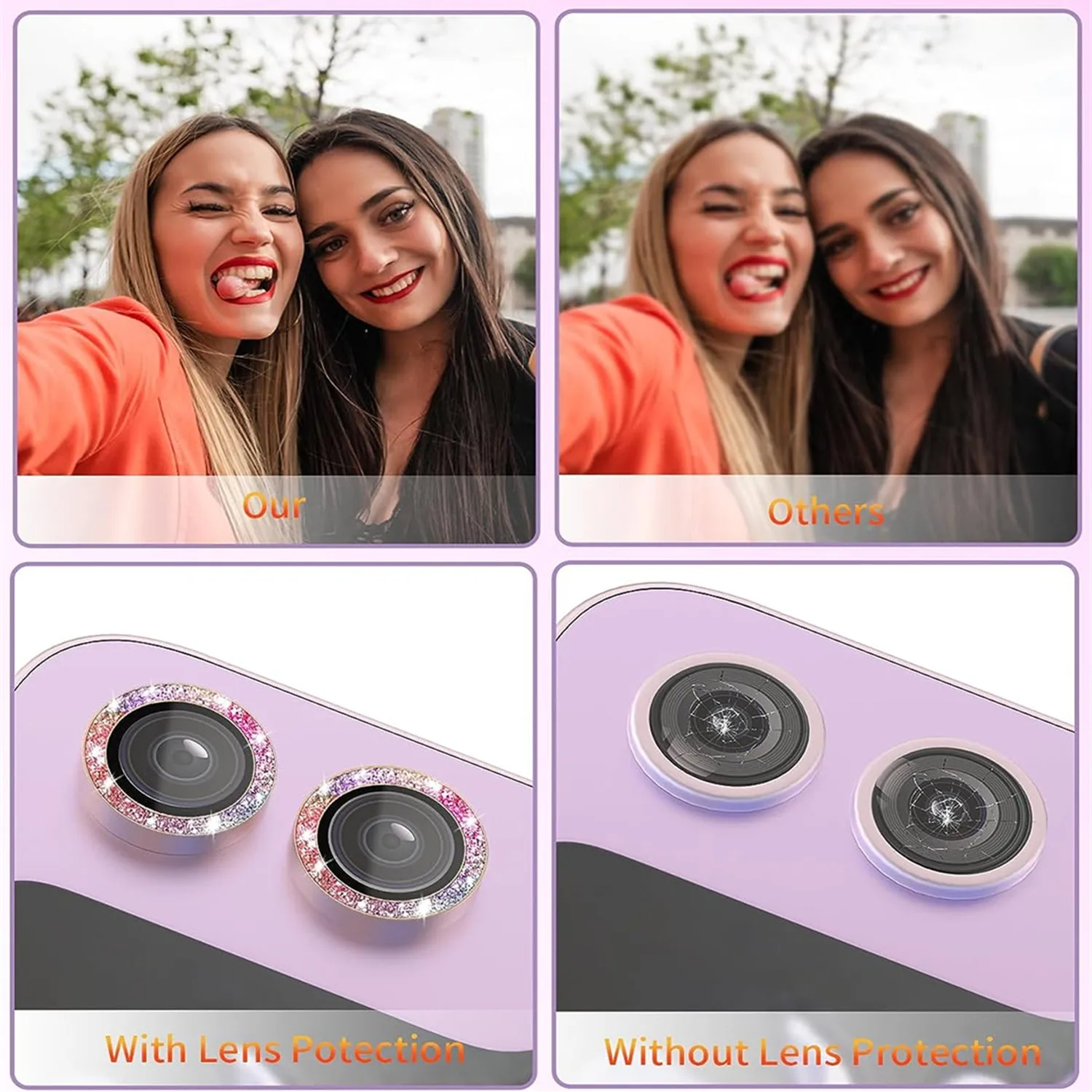 Bling Tiny Diamond Alloy Camera HD Защитное стекло для Samsung Galaxy Z Flip 6 5 5G Блестящее металлическое