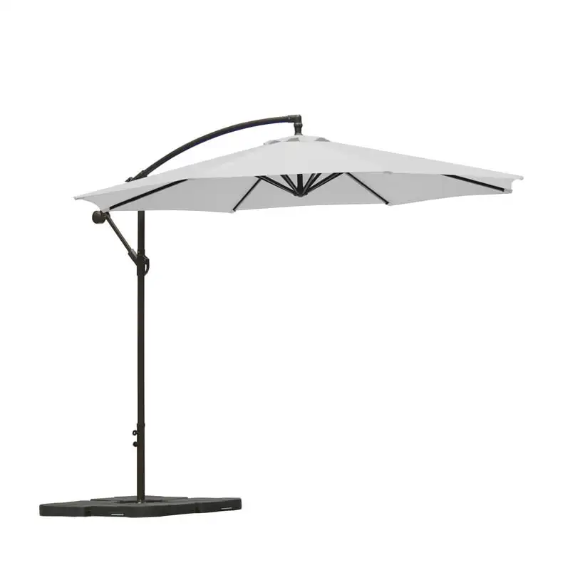 

Ft Cantilever Offset Umbrella with Base Weights Included for Outdoor Patio UV Weather Resistant, White