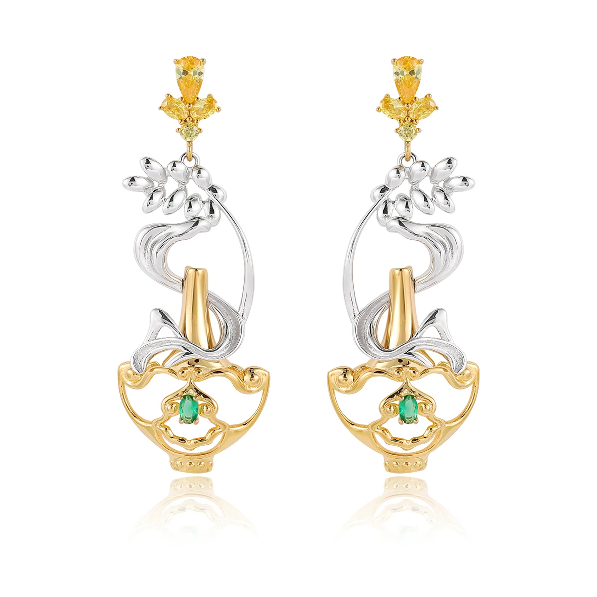 Серьги-гвоздики из серебра 2024 пробы в форме бутылки