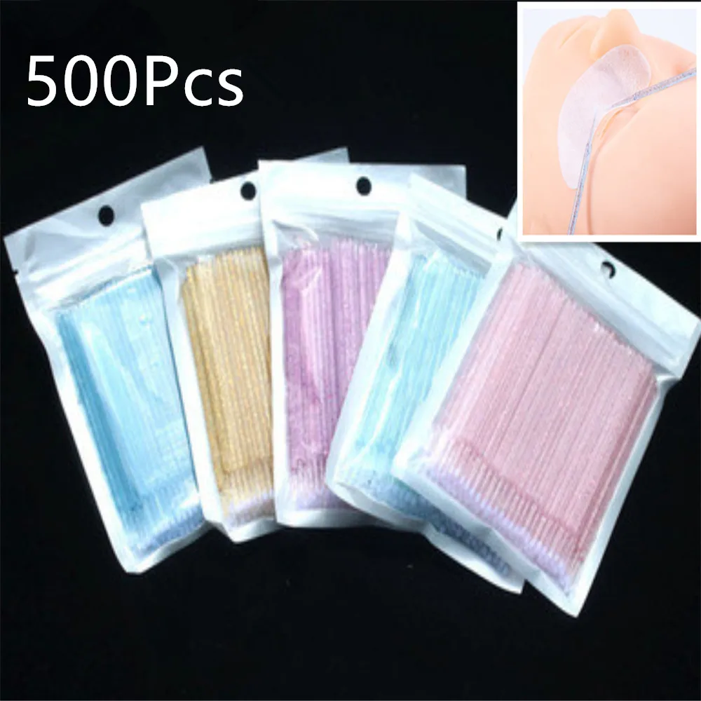 

500Pcs Disposable Crystal Micro Brush Eyelash Extension Tools Mascara Wands Applicator Individual Eyelashes Makeup Brush Tool