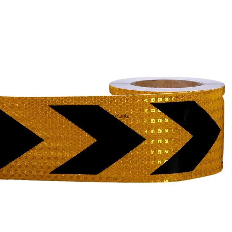 

10CM*25M High Light PVC Reflective Safety Warning Tape Black Yellow Road Traffic Construction Site Self-adhesive Reflect Sticker