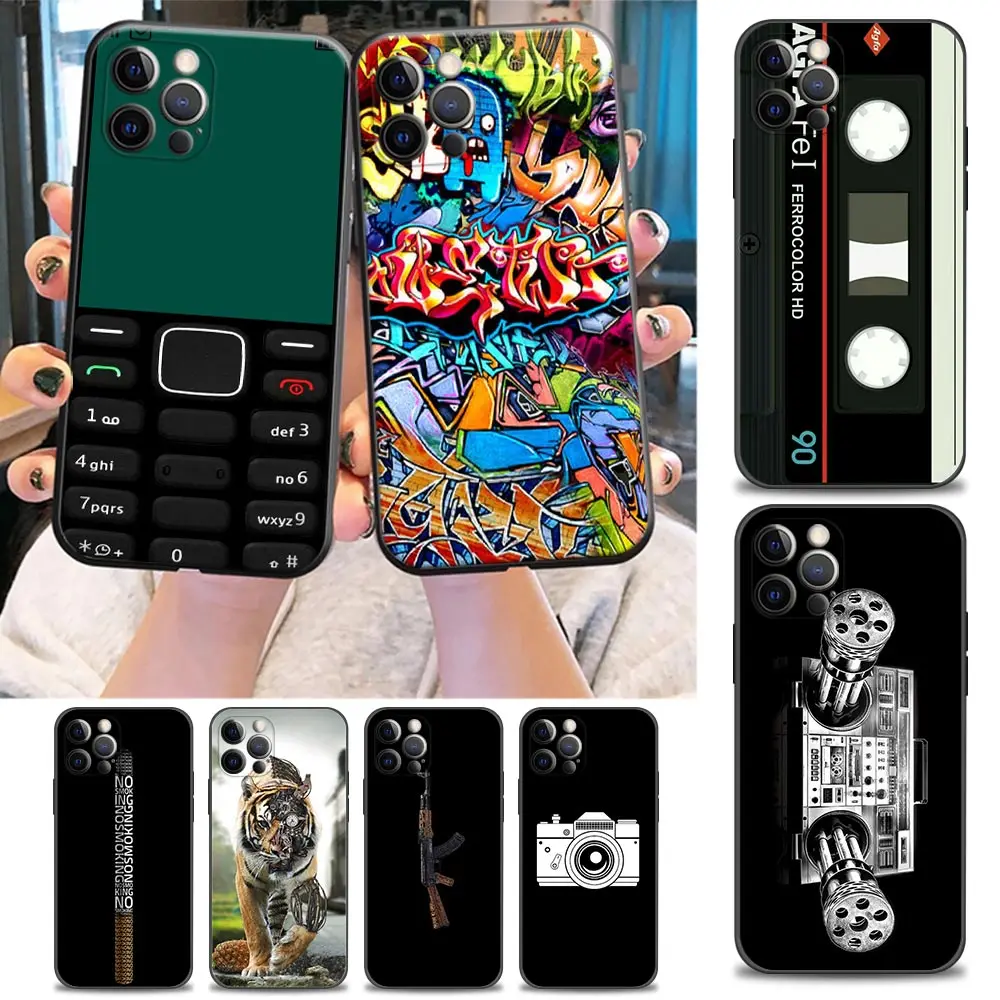 

Cell Phone Case for iPhone 11 12 13 Pro Max 7 8 SE XR XS Max 5 5s 6 6s Plus Soft Silicon Cover Vintage Cassette Tape Retro Style