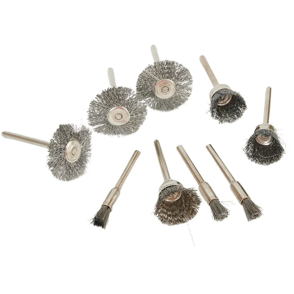 

9Pcs/Set Stainless Steel Wire Brush Wire Wheel Rotary Tool Rust Removal Grinding Dusting Deburring Polishing Brushes Grinder New