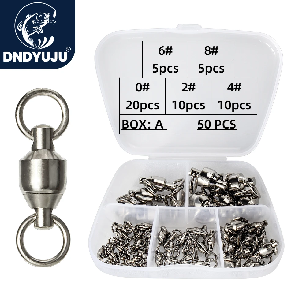 

DNDYUJU 50pcs Stainless Steel Fishing Ball Bearing Swivels Heavy Duty Bearing Connector Rolling Swivel Fishing AccessoriesTackle