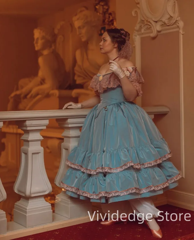 Винтажные небесно-Голубые Выпускные платья элегантные кружевные без бретелек