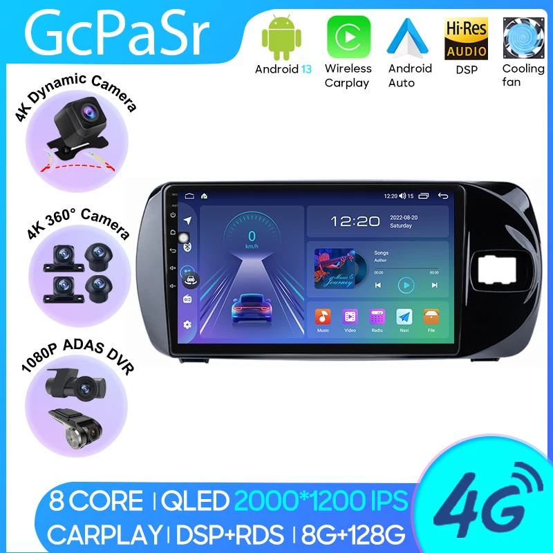 

Car MP4 Radio Carplay Android Player For Toyota Vitz 3 III XP130 2014 - 2019 Navigation GPS Auto Video DSP 4G Wifi No 2din DVD