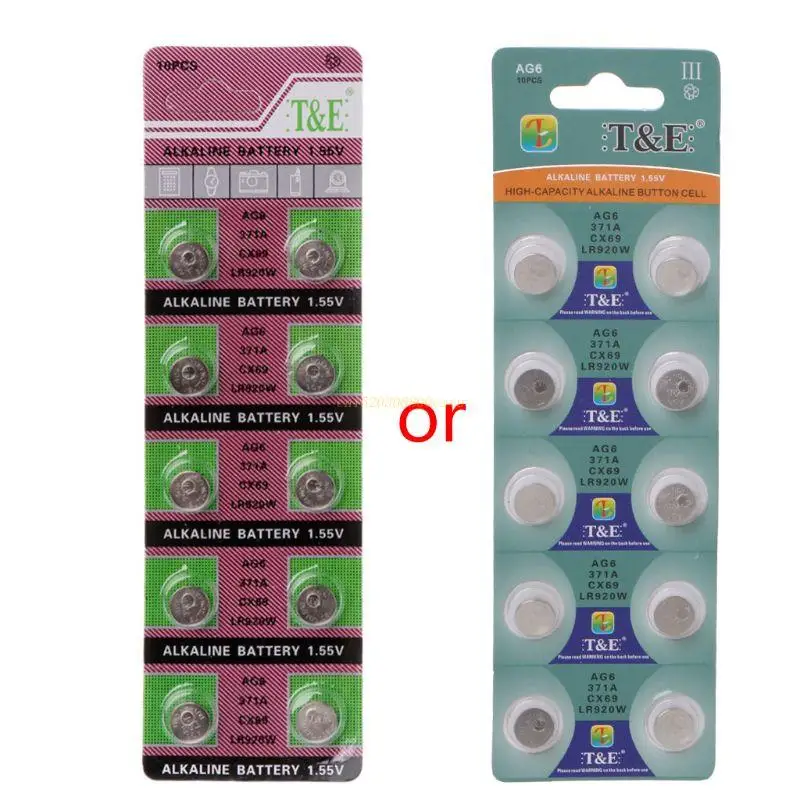 

10pcs AG6 1.55V Button Coin Cell AG 6 Alkaline Batteries SR920SW SR927 L921 LR69 63HD