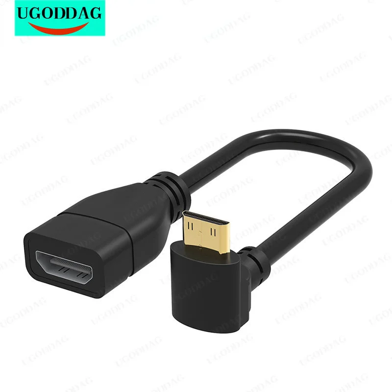 HDMI-compatible Adapter Mini HDTV Male to HDTV Female Cable Adapter Angle 90 Degree HD Extension Converter for Tablet PC Camera